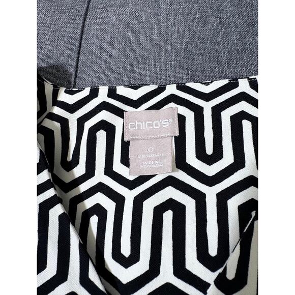 Chicos Dress Women 0 US Small Black Cream Geometric Boxy Comfort - Picture 4 of 4